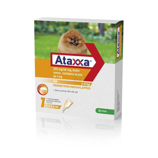 Ataxxa 200 mg/40 mg kožni nanos raztopina za pse do 4 kg, 0,4 mL