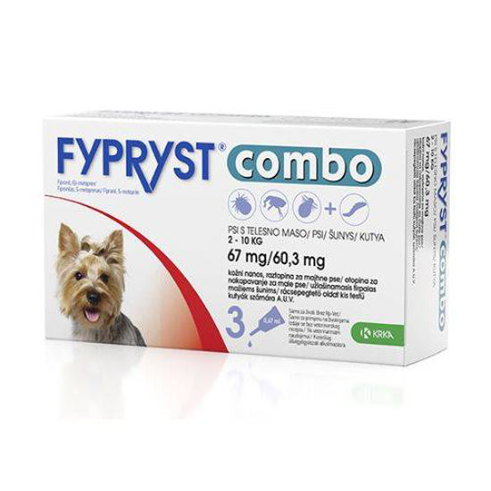 Fypryst Combo 67 mg/60,3 mg kožne kapljice za pse od 2 - 10 kg, 3x0.67 mL