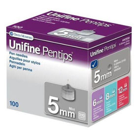 PictureUnifine Pentips 5 mm igle za vbrizgavanje inzulina, 100 igel