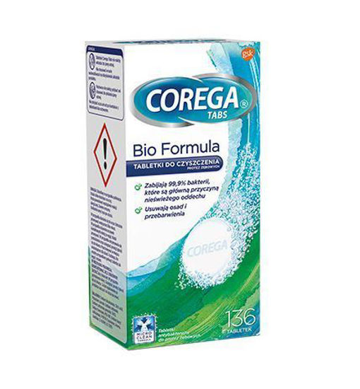 Corega Tabs Bio Formula za čiščenje protez, 136 tablet