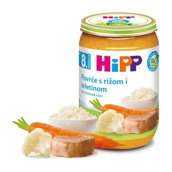 Hipp zelenjava z rižem in bio-teletino, 220 g