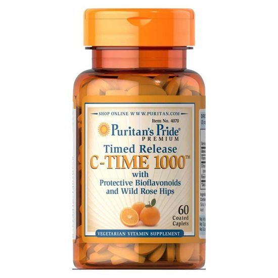 Puritan's Pride C-TIME 1000 mg C vitamin + bioflavonoidi + šipek, 60 tablet