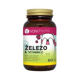 PictureVONpharma železo & vitamin C žvečljive tablete z okusom maline, 60 bonbonov