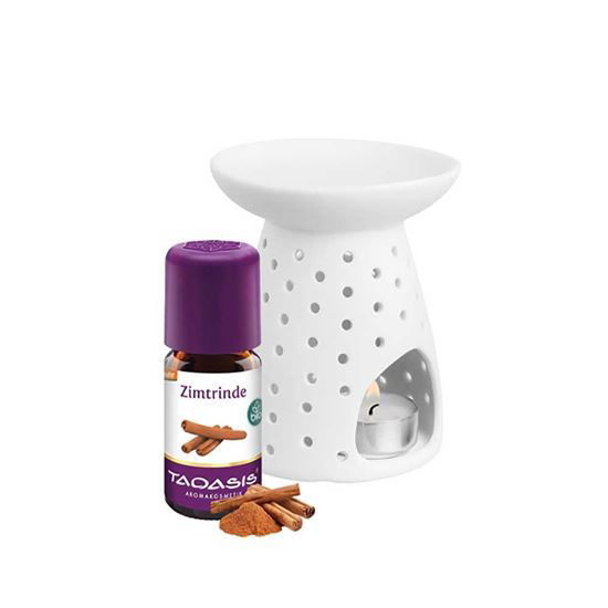 Aromatrip izparilnik iz porcelana in eterično olje cimet, 1 set