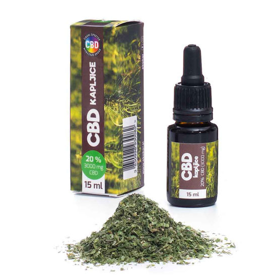 EkoKor CBD kapljice 20% (3000 mg CBD) XL, 15 mL + darilo EKO konopljin čaj, 60 g