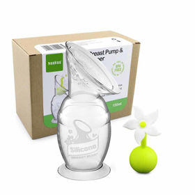 PictureHaakaa set silikonska prsna črpalka 2. generacije in pokrovček rožica, 150 mL