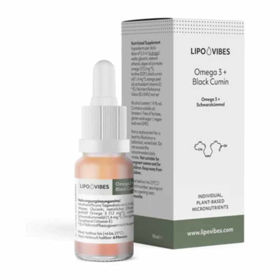 PictureLipoVibes Omega 3 + črna kumina - iz olja alg, 10 mL